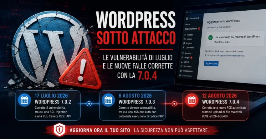 WordPress sotto attacco cosa è successo tra luglio e agosto 2026